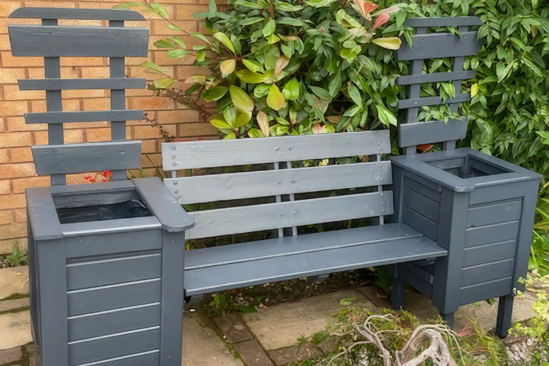Grey garden bench